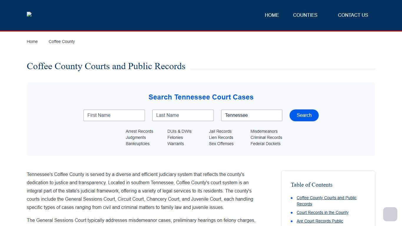 Coffee County Records and Case Search
