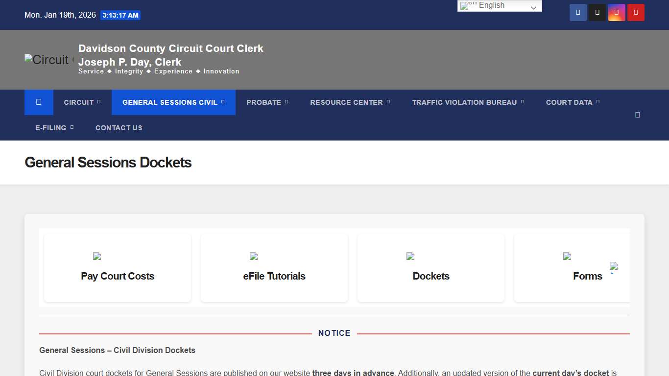 General Sessions Dockets – Circuit Court Clerk